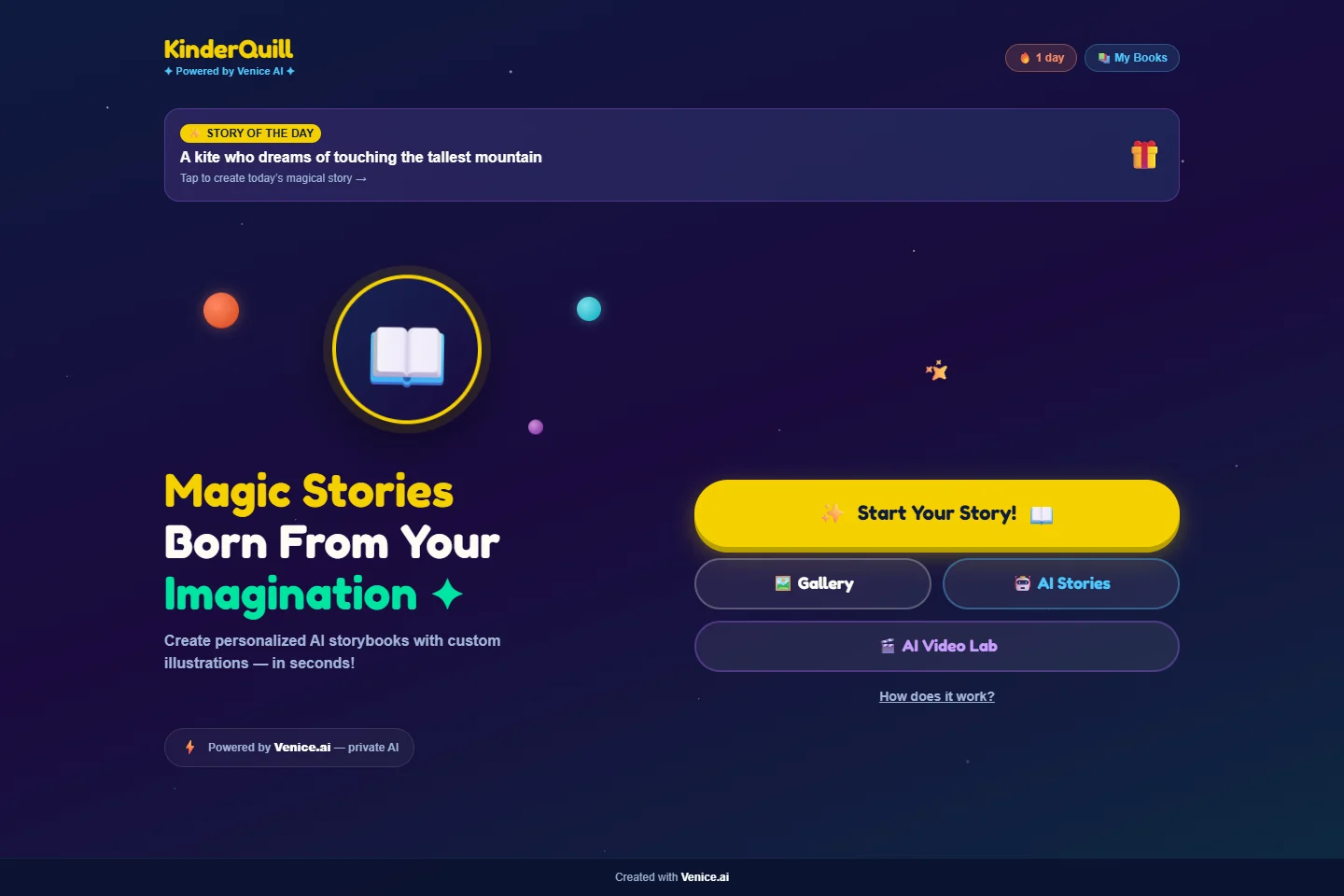 The KinderQuill live interface.
